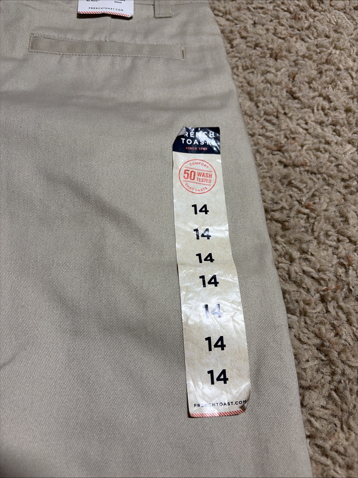 NWT Boys 14 French Toast Adjustable Waist Flat Front Khaki Uniform Shorts