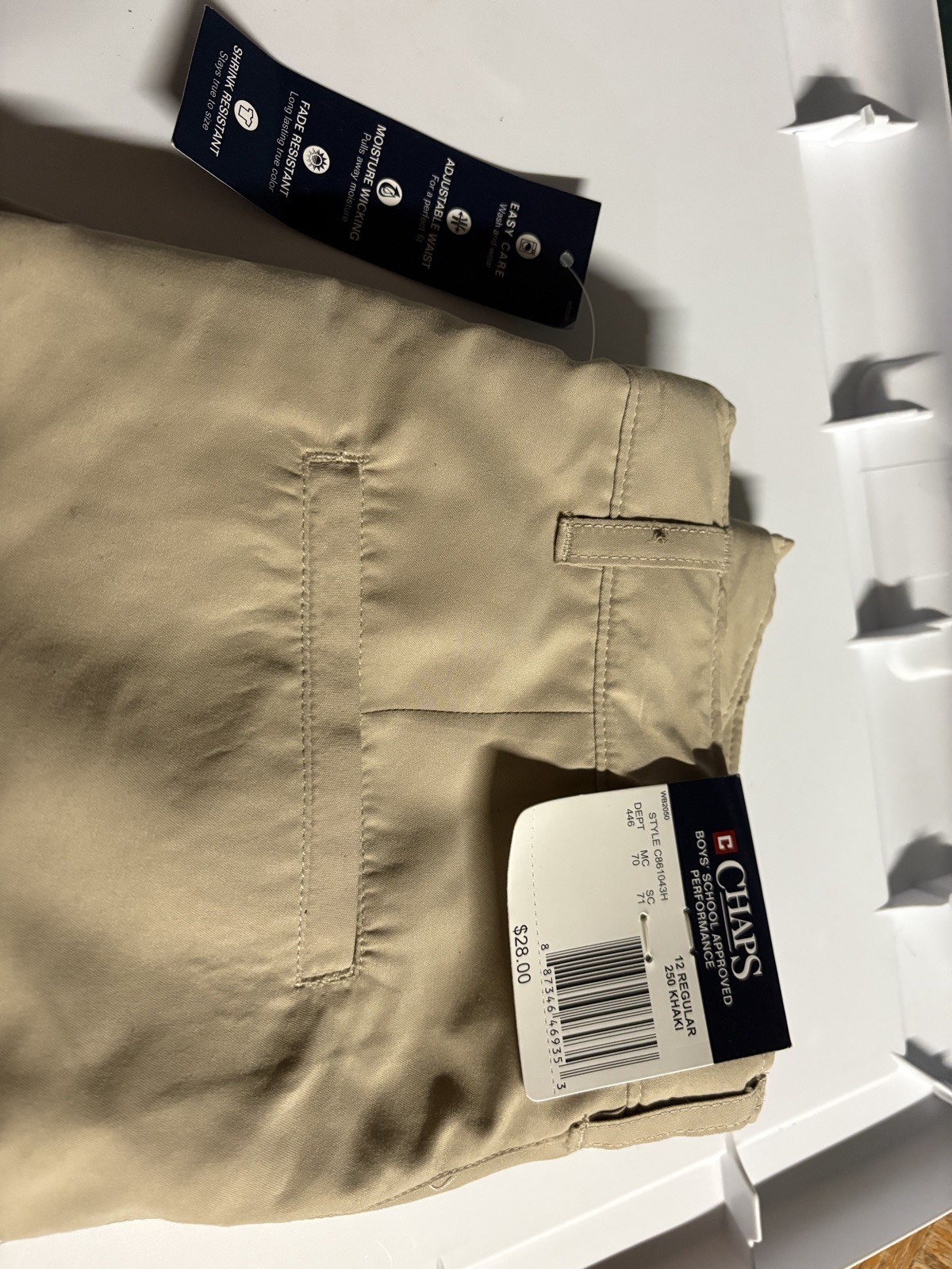 School Uniform NWT Boys Chaps Khaki Adjustable waist Uniform Shorts Size 12 Golf