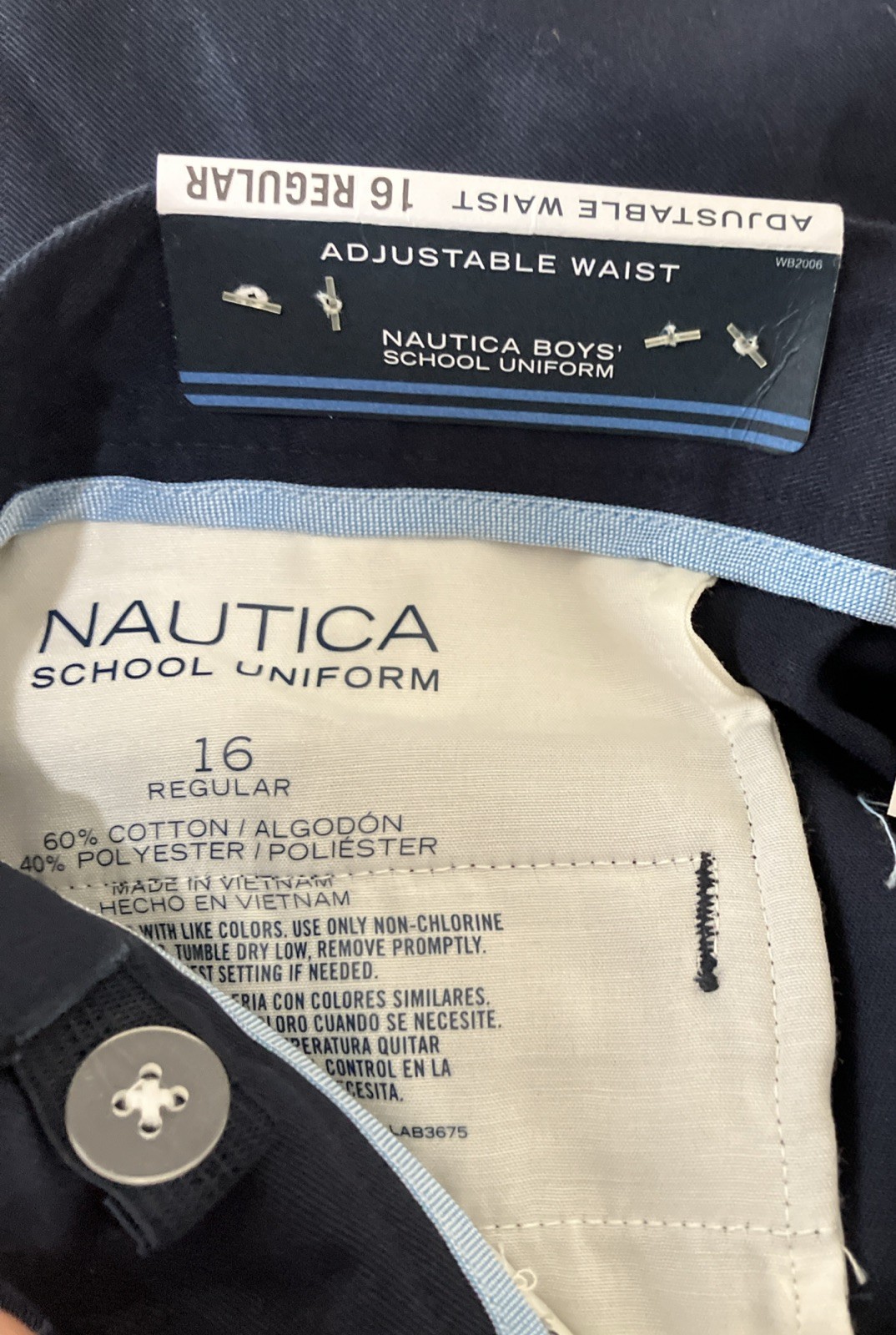 NWT Nautica Boys 16 Reg Navy School Uniform Shorts Adjustable Flat Front