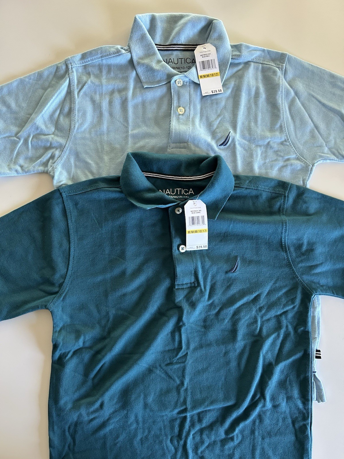 Nautica Big Boys’ Short-Sleeve Anchor Deck Polo Shirts 2pk Medium (8-10) Blues