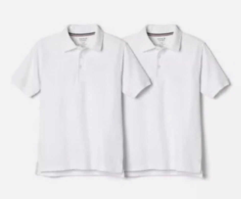 French Toast Short Sleeve School Uniform Pique Polo Shirt 2 Pack White Boy’s(8)M