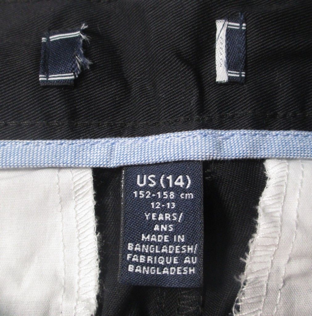 LANDS END Black Plain School Uniforms Chino Pants Boys 14 Inseam 27″ NEW