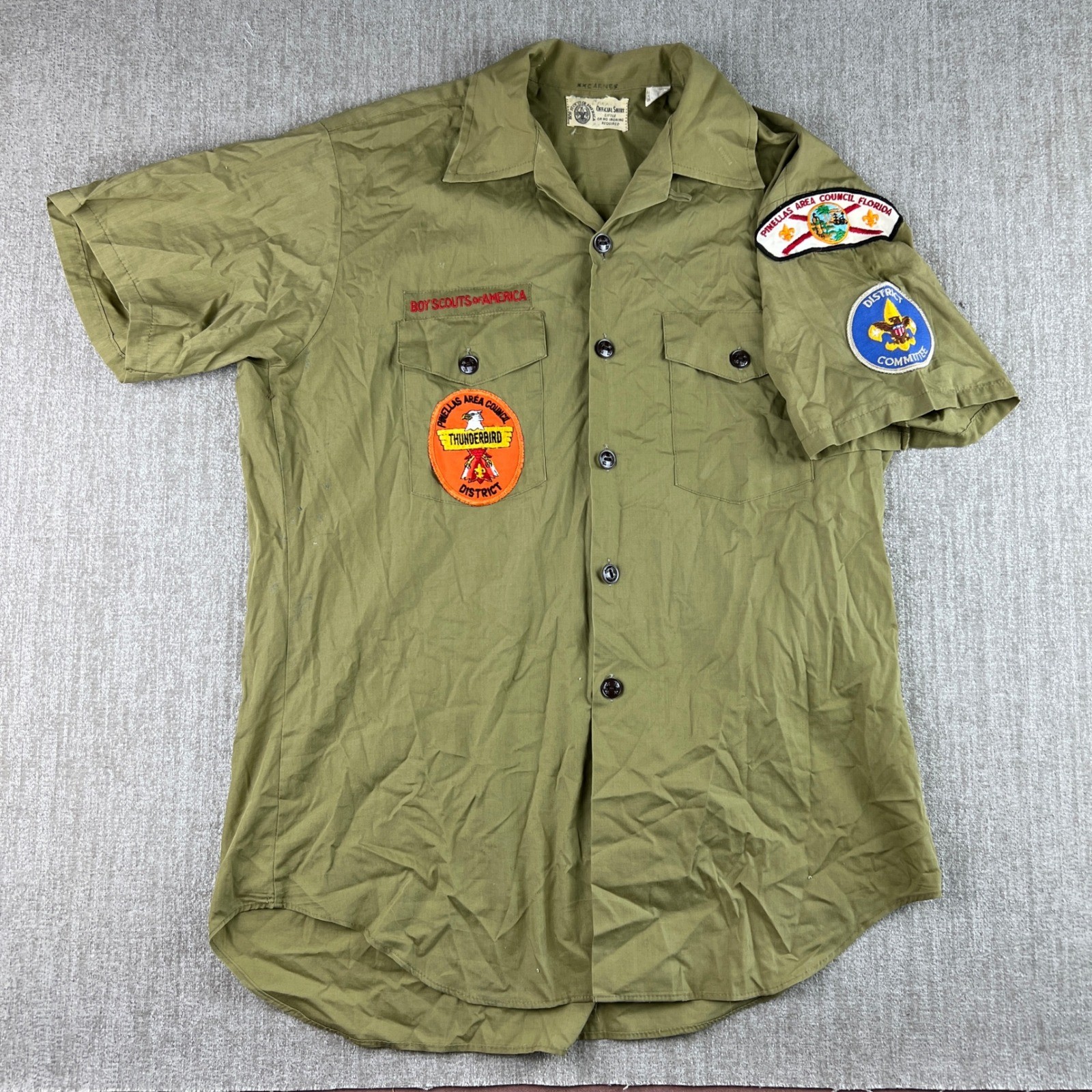 Vintage 70s Boy Scouts of America Uniform Shirt Lot of 4 Boys S Green Patches