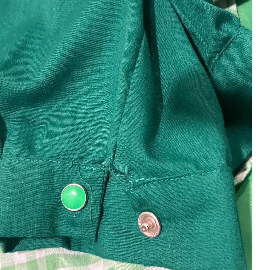 Vtg Holiday St Patrick’s green/wht checkered vest green knickers 5/6T Homemade