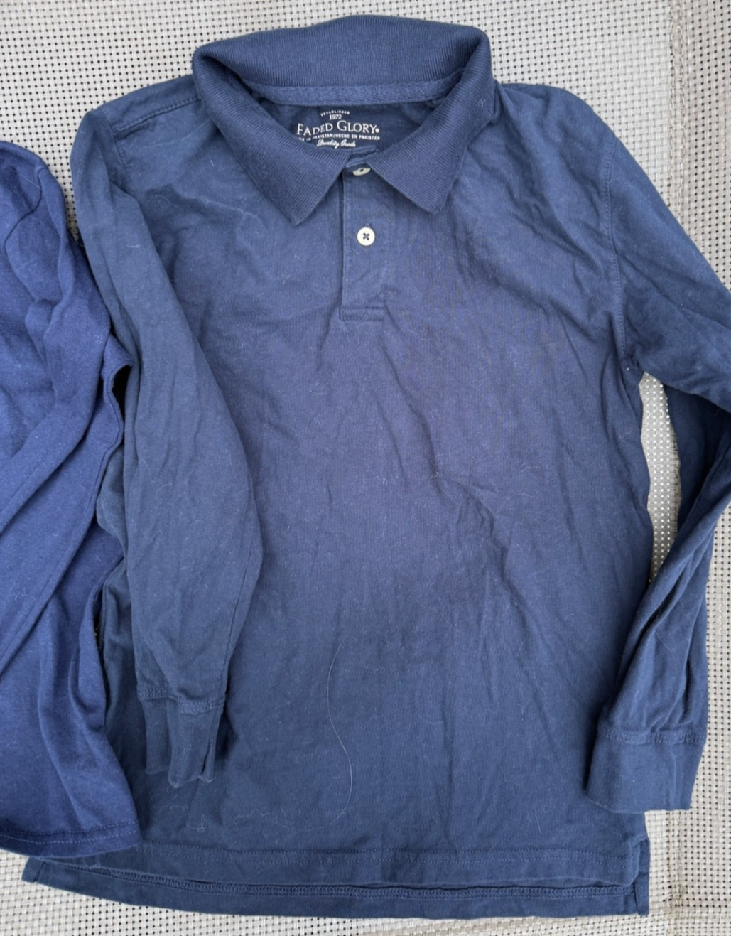 LOT of 3 Boys uniform FADED GLORY,JERZEES Long sleeve Polo Shirts NAVY BLUE M/L