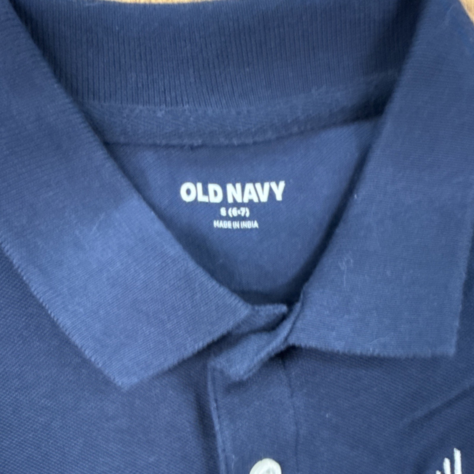 Old Navy Boys School Uniform Polo Shirt Navy Blue S (6-7) Emek Logo