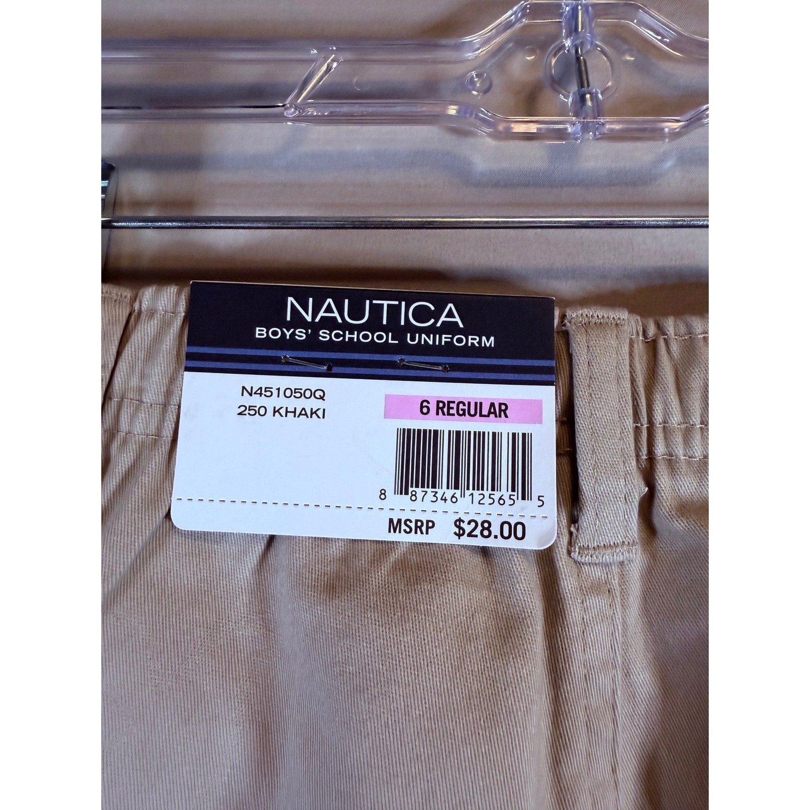 Nautica Boys School Uniform Khaki Pants Reinforced Knee Size 6 Regular N451050Q