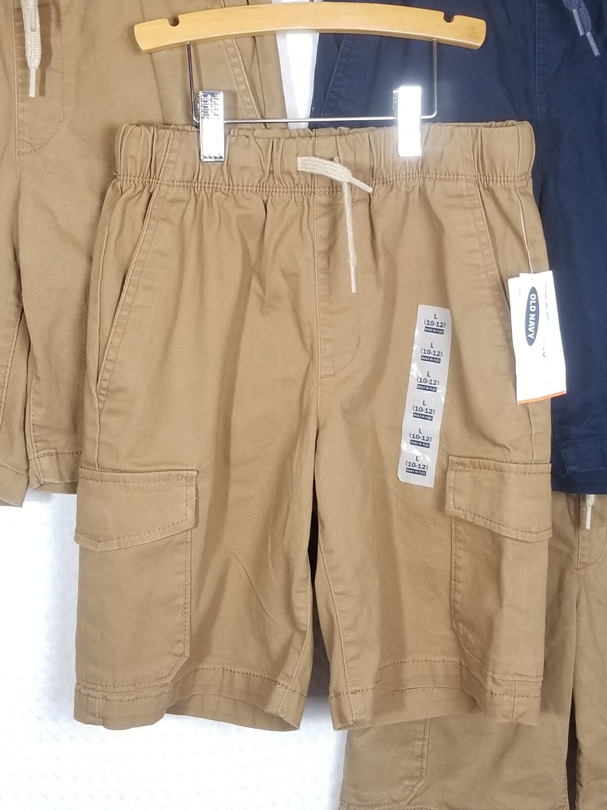 Old Navy Boys Built-In Flex Straight Uniform Shorts Blue/Beige 10-12 (4 Pair)