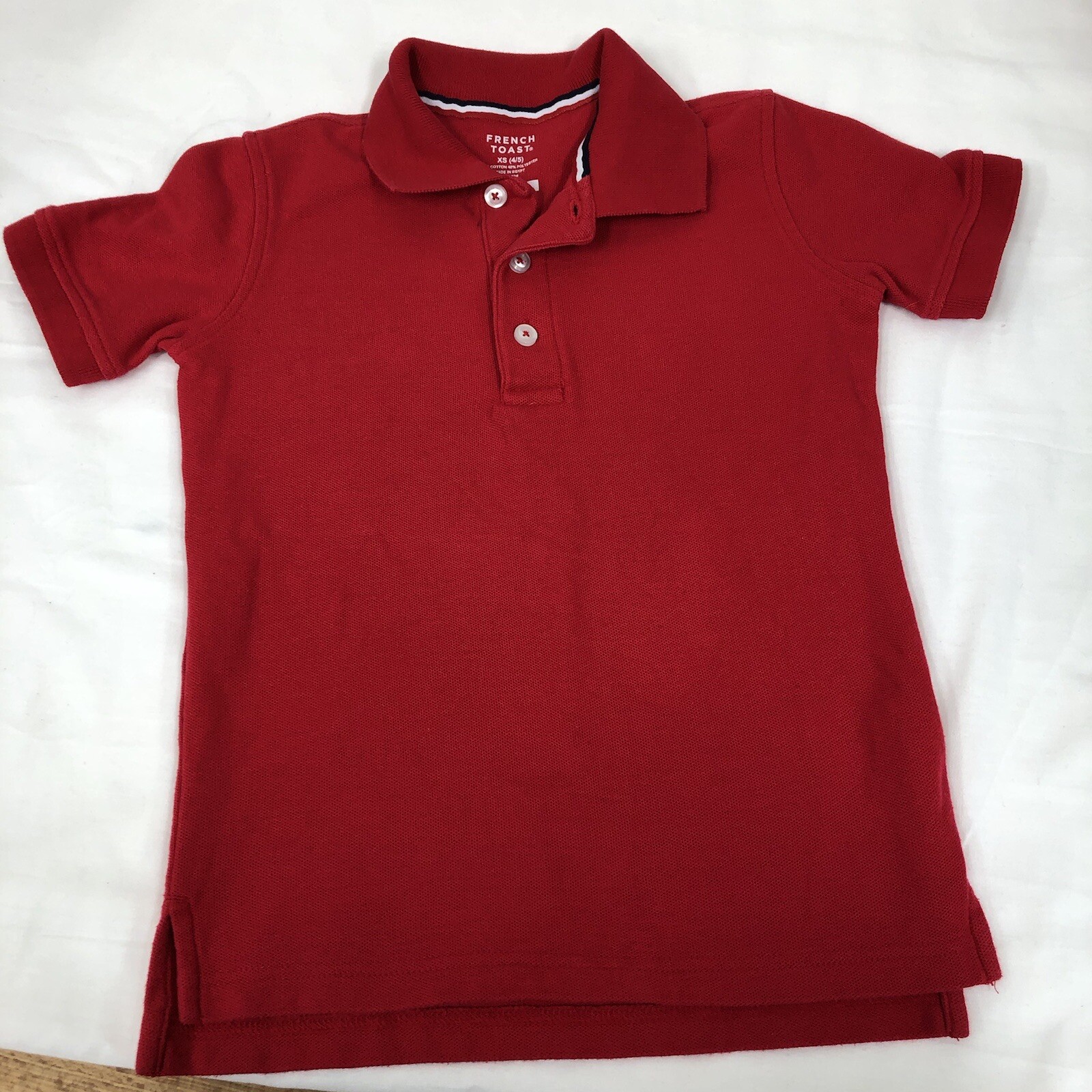 Boys French Toast XS 4/5 Uniform Casual Red Polo Shirt Collar Button School