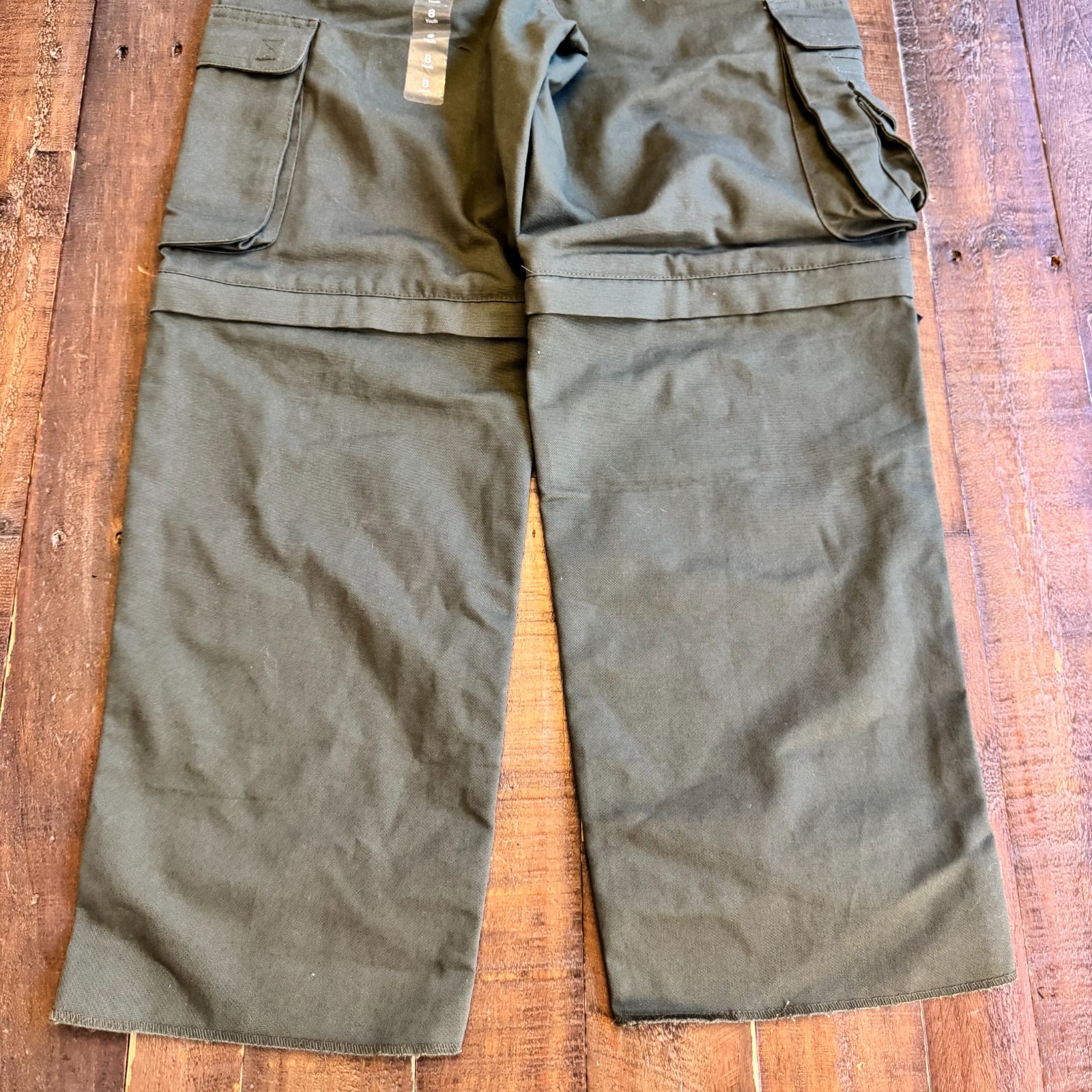 Boy Scouts Uniform Cargo Pant Youth 8 W25xL26 Green Convertible Shorts NWT