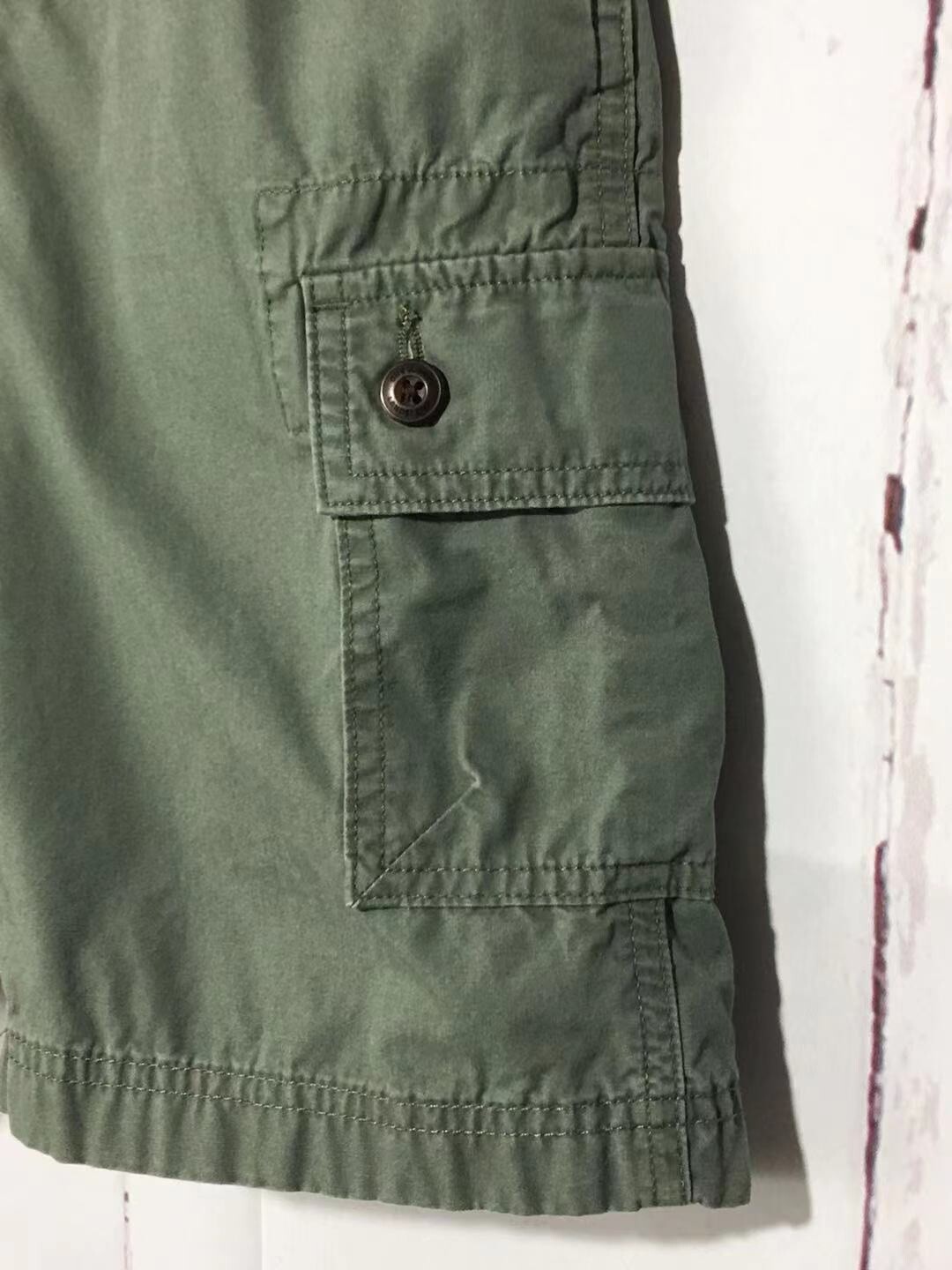 Lands end boys active chino shorts Sz M Green Cotton Pull on Elastic Waist