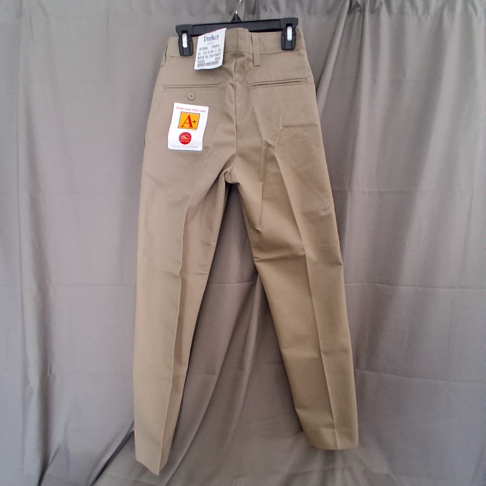 Parker A+ Boys Slim School Uniform Pants Sz 12 Khaki NWT Pleated Front