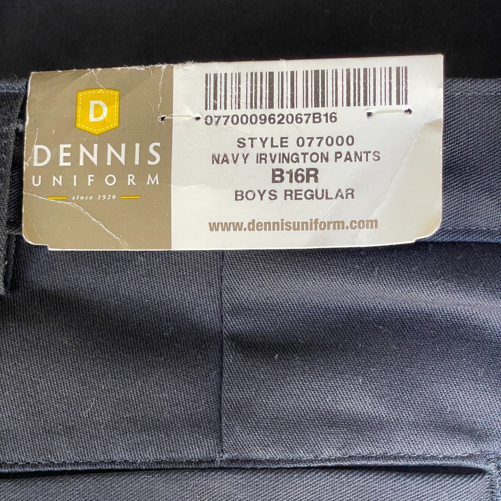 NWT Dennis Uniform Navy Irvington Pants Boys 16R Flat Front School Uniform 07700